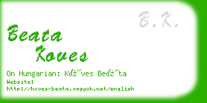 beata koves business card